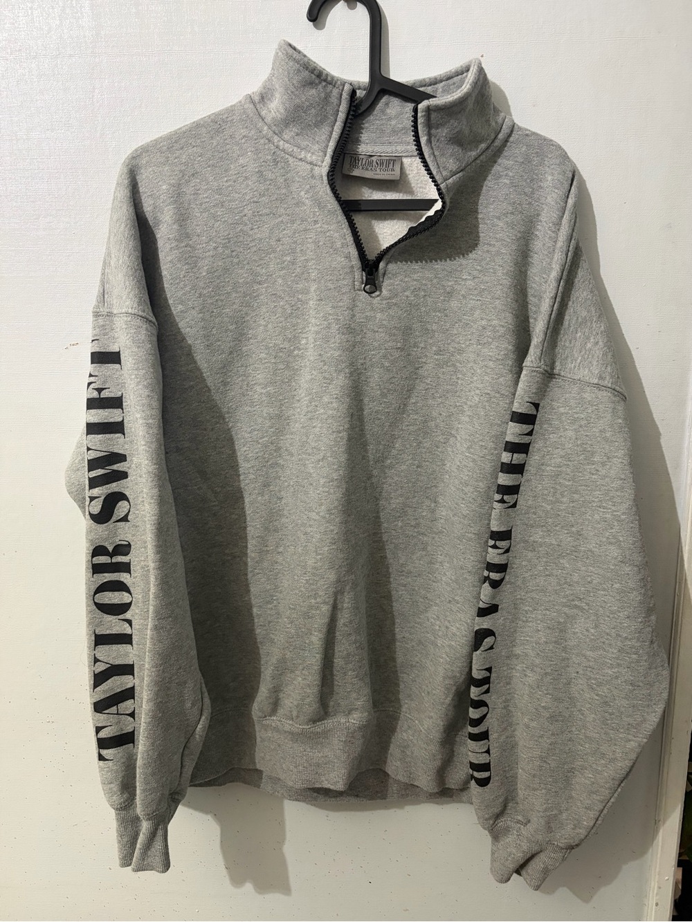 Taylor Swift Light Gray Half-Zip Pullover with Black Trim